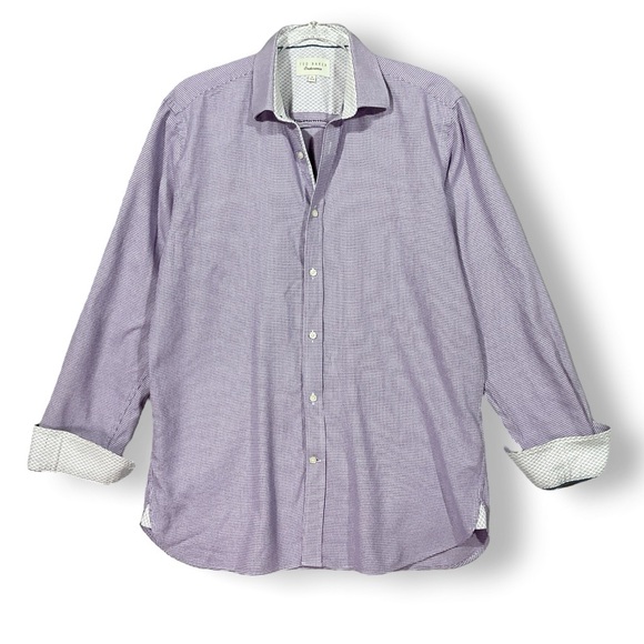 Ted Baker Other - Ted Baker Endurance Mens Shirt Sz L Button Down Purple Contrast Work Casual